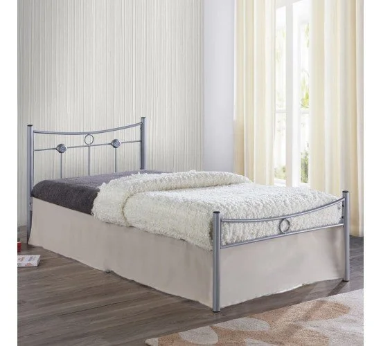 DUGAN Κρεβάτι Μονό, για Στρώμα 90x200cm, Μέταλλο Βαφή Silver  96x205x83cm [-Silver-] [-Μέταλλο-] Ε8068,1