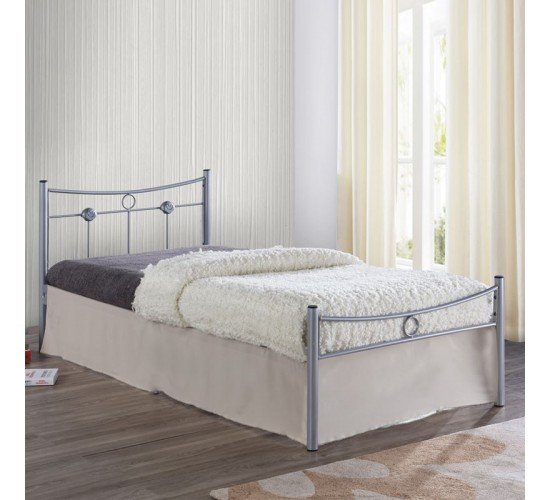 DUGAN Κρεβάτι Μονό, για Στρώμα 90x200cm, Μέταλλο Βαφή Silver  96x205x83cm [-Silver-] [-Μέταλλο-] Ε8068,1