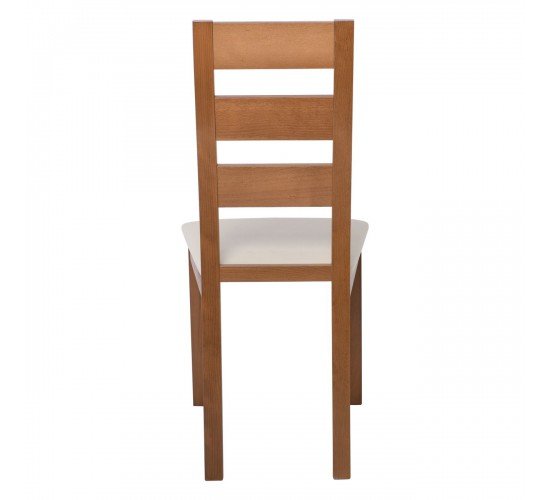 MILLER Καρέκλα Οξυά Honey Oak, PVC Εκρού  45x52x97cm [-Φυσικό/Εκρού-] [-Ξύλο/PVC - PU-] Ε782,1