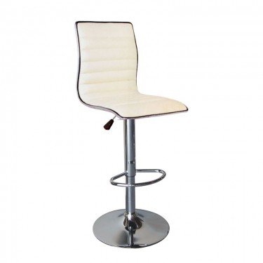 ALFI Σκαμπό BAR με Πλάτη, Βάση Χρώμιο, PU Άσπρο Ρύθμιση Ύψους, Περιστρεφόμενο  41x50x59/94-80/115cm [-Άσπρο-, -Χρώμιο - Inox-] [-PU - PVC-, -Μέταλλο-] ΕΜ970,1