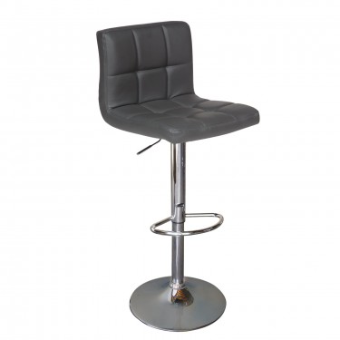 LINO Σκαμπό BAR με Πλάτη, Χρώμιο, PU Γκρι, Ρυθμιζόμενο Ύψος, Περιστρεφόμενο  44x50x62/92-83/113cm [-Γκρι-, -Χρώμιο - Inox-] [-PU - PVC-, -Μέταλλο-] ΕΜ412,4