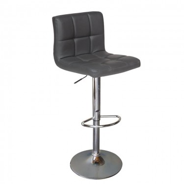 LINO Σκαμπό BAR με Πλάτη, Χρώμιο, PU Γκρι, Ρυθμιζόμενο Ύψος, Περιστρεφόμενο  44x50x62/92-83/113cm [-Γκρι-, -Χρώμιο - Inox-] [-PU - PVC-, -Μέταλλο-] ΕΜ412,4