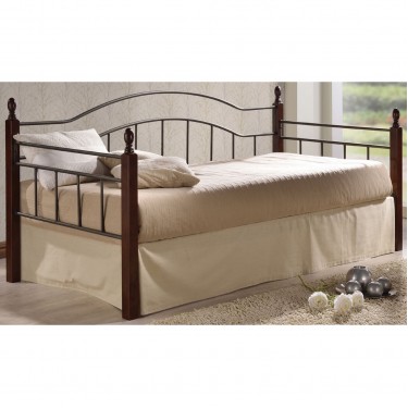 VINCENT Daybed Κρεβάτι Μονό Μέταλλο Βαφή Μαύρο, Ξύλο Καρυδί  98x201x99cm για Στρώμα 90x190 [-Καρυδί-, -Μαύρο-] [-Μέταλλο-, -Ξύλο-] Ε8072