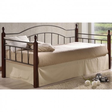 VINCENT Daybed Κρεβάτι Μονό Μέταλλο Βαφή Μαύρο, Ξύλο Καρυδί  98x201x99cm για Στρώμα 90x190 [-Καρυδί-, -Μαύρο-] [-Μέταλλο-, -Ξύλο-] Ε8072