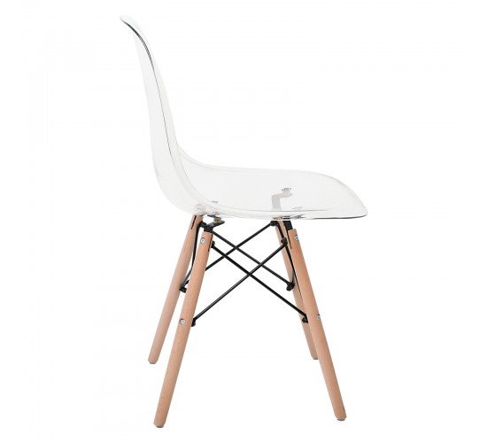 ART Wood Καρέκλα Τραπεζαρίας - Κουζίνας, Πόδια Οξιά, Κάθισμα PET Clear  45x48x81cm [-Φυσικό/Clear-] [-Ξύλο/PP - PC - ABS-] ΕΜ123