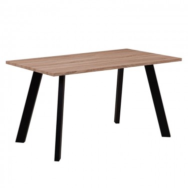 BAXTER Τραπέζι Κουζίνας Τραπεζαρίας, Μέταλλο Βαφή Μαύρο, Sonoma  140x80x75cm [-Μαύρο-, -Φυσικό-] [-MDF - Κόντρα Πλακέ - Καπλαμάς - Νοβοπάν-, -Μέταλλο-] ΕΜ817