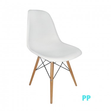 ART Wood Καρέκλα Τραπεζαρίας - Κουζίνας, Πόδια Οξιά, Κάθισμα PP Άσπρο - 1 Step K/D - Pro  46x53x81cm [-Άσπρο-, -Φυσικό-] [-PP - PC - ABS-, -Ξύλο-] ΕΜ123,1P