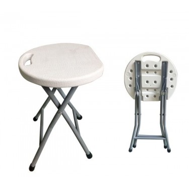 BLOW Σκαμπό Βοηθητικό - Πτυσσόμενο, Μέταλλο Βαφή Γκρι, HDPE Άσπρο  33x30x45cm [-Άσπρο-, -Γκρι-] [-PP - PC - ABS-, -Μέταλλο-] ΕΟ189