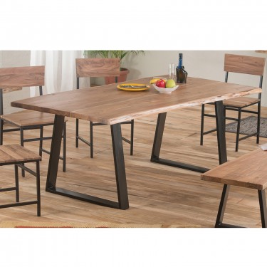 LIZARD Τραπέζι Τραπεζαρίας Σαλονιού-Κουζίνας Μέταλλο Βαφή Μαύρο, Ξύλο Ακακία Φυσικό  200x95x75cm [-Μαύρο-, -Φυσικό-] [-Μέταλλο-, -Ξύλο-] ΕΑ7100