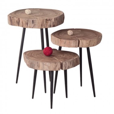 PATEL Τραπεζάκι Σαλονιού Καθιστικού, Μέταλλο Βαφή Μαύρο, Ξύλο Ακακία Φυσικό   /-33x32x30cm [-Μαύρο-, -Φυσικό-] [-Μέταλλο-, -Ξύλο-] ΕΑ7104,3