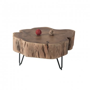 DUNNO Τραπεζάκι Σαλονιού Καθιστικού, Μέταλλο Βαφή Μαύρο, Ξύλο Ακακία Φυσικό  58x56x30cm [-Μαύρο-, -Φυσικό-] [-Μέταλλο-, -Ξύλο-] ΕΑ7105