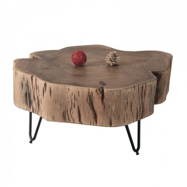 DUNNO Τραπεζάκι Σαλονιού Καθιστικού, Μέταλλο Βαφή Μαύρο, Ξύλο Ακακία Φυσικό  58x56x30cm [-Μαύρο-, -Φυσικό-] [-Μέταλλο-, -Ξύλο-] ΕΑ7105