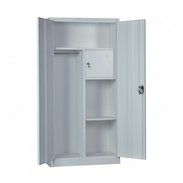 ΝΤΟΥΛΑΠΑ Δίφυλλη - Εσωτερικό Ντουλάπι, 3 Ράφια, Θέσεις για Κρεμάστρες, Μέταλλο Βαφή Γκρι  90x45x185cm [-Γκρι-] [-Μέταλλο-] Ε6001,1