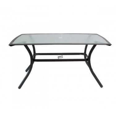ASTOR Τραπέζι Dining Μεταλλικό Ανθρακί/Γυαλί  150x90x70cm [-Ανθρακί-] [-Γυαλί-, -Μέταλλο-] Ε5151,T