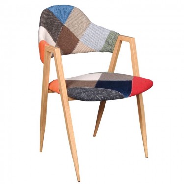 DELTA Πολυθρόνα Μέταλλο Βαφή Φυσικό, Ύφασμα Patchwork  50x55x80cm [-Patchwork-, -Φυσικό-] [-Μέταλλο-, -Ύφασμα-] ΕΜ130,4