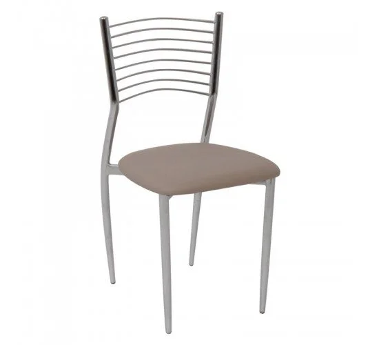 VIVIAN Καρέκλα Μέταλλο Χρώμιο, PVC Cappuccino  40x44x83cm [-Χρώμιο/Μπεζ-Tortora-Sand-Cappuccino-] [-Μέταλλο/PVC - PU-] ΕΜ935,4