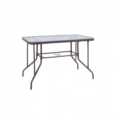 BALENO Τραπέζι Κήπου Βεράντας, Μέταλλο Βαφή Καφέ, Γυαλί Tempered  110x60x71cm [-Καφέ-] [-Γυαλί-, -Μέταλλο-] Ε2403