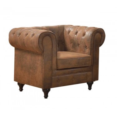 CHESTERFIELD York Πολυθρόνα Σαλονιού - Καθιστικού, Ύφασμα Απόχρωση Καφέ Camel  110x82x77cm [-Καφέ-] [-Ύφασμα-] Ε942,1