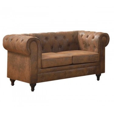 CHESTERFIELD York Kαναπές 2Θέσιος Σαλονιού - Καθιστικού, Ύφασμα Απόχρωση Καφέ Camel  150x82x77cm [-Καφέ-] [-Ύφασμα-] Ε942,2