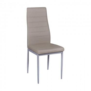 JETTA Καρέκλα Τραπεζαρίας Κουζίνας, Μέταλλο Βαφή Γκρι, Pvc Cappuccino (Συσκ.6)  40x50x95cm [-Γκρι-, -Μπεζ-Tortora-Sand-Cappuccino-] [-PU - PVC-, -Μέταλλο-] ΕΜ966,96