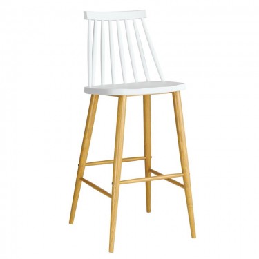 LAVIDA Σκαμπό BAR με Πλάτη, Μέταλλο Βαφή Φυσικό, PP Άσπρο  43x49x76/107cm [-Άσπρο-, -Φυσικό-] [-PP - PC - ABS-, -Μέταλλο-] ΕΜ153,1