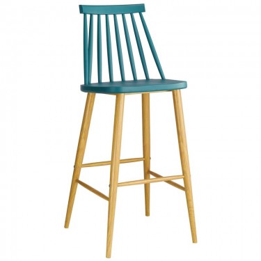 LAVIDA Σκαμπό BAR με Πλάτη, Μέταλλο Βαφή Φυσικό, PP Μπλε  43x49x76/107cm [-Μπλε-, -Φυσικό-] [-PP - PC - ABS-, -Μέταλλο-] ΕΜ153,5