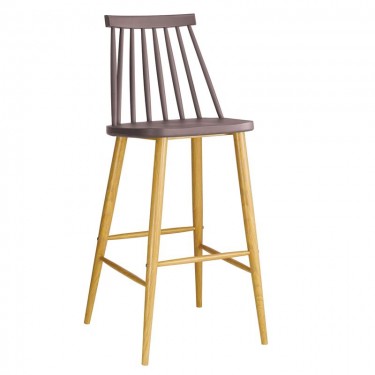 LAVIDA Σκαμπό BAR με Πλάτη, Μέταλλο Βαφή Φυσικό, PP Απόχρωση Sand Beige  43x49x76/107cm [-Μπεζ-Tortora-Sand-Cappuccino-, -Φυσικό-] [-PP - PC - ABS-, -Μέταλλο-] ΕΜ153,9