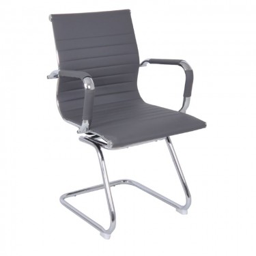 BF3300V Πολυθρόνα Γραφείου Επισκέπτη, Μέταλλο Βάση Χρώμιο PU Γκρι  55x60x91cm [-Γκρι-] [-PU - PVC-] ΕΟ277,3