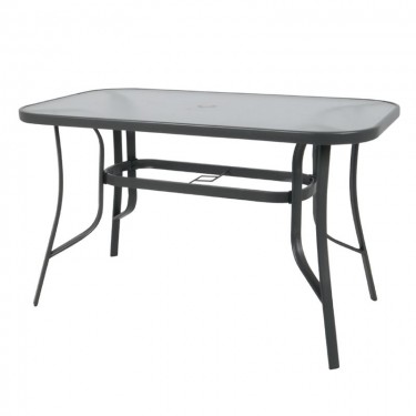 RIO Τραπέζι Κήπου - Βεράντας, Μέταλλο Βαφή Ανθρακί, Γυαλί  140x80x71cm [-Ανθρακί-] [-Γυαλί-, -Μέταλλο-] Ε2502