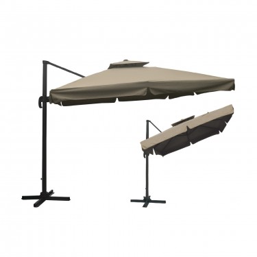 ΟΜΠΡΕΛΑ Τηλεσκοπική HANGING Αλουμίνιο Ανθρακί,Ύφασμα Μπεζ, Βάση Μεταλλο, Βαρέως Τύπου  3x3m (H 2,8m) [-Ανθρακί-, -Μπεζ-Tortora-Sand-Cappuccino-] [-Αλουμίνιο-, -Ύφασμα-] Ε900