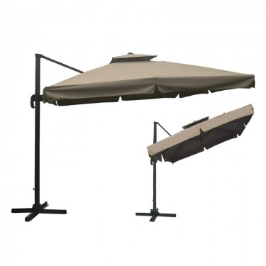 ΟΜΠΡΕΛΑ Τηλεσκοπική HANGING Αλουμίνιο Ανθρακί,Ύφασμα Μπεζ, Βάση Μεταλλο, Βαρέως Τύπου  3x3m (H 2,8m) [-Ανθρακί-, -Μπεζ-Tortora-Sand-Cappuccino-] [-Αλουμίνιο-, -Ύφασμα-] Ε900