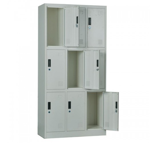 LOCKER 9 Θέσεων Φοριαμός - Ερμάριο, Μέταλλο Βαφή Γκρι  90x40x185cm [-Γκρι-] [-Μέταλλο-] Ε6003,1