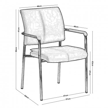 ELDER Πολυθρόνα Γραφείου Επισκέπτη Χρώμιο, PU Μαύρο  56x60x82cm [-Μαύρο-] [-PU - PVC-] ΕΟ564