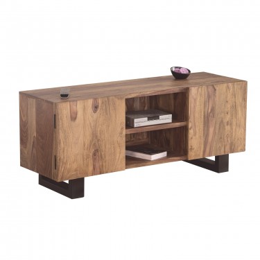 NELSON -Επιπλο TV Μέταλλο Βαφή Μαύρο, Ξύλο Ακακία Φυσικό  130x43x58cm [-Μαύρο-, -Φυσικό-] [-Μέταλλο-, -Ξύλο-] ΕΑ7098