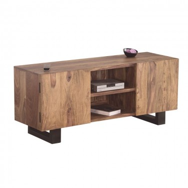 NELSON -Επιπλο TV Μέταλλο Βαφή Μαύρο, Ξύλο Ακακία Φυσικό  130x43x58cm [-Μαύρο-, -Φυσικό-] [-Μέταλλο-, -Ξύλο-] ΕΑ7098