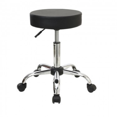 GLORY Σκαμπό, Βάση Χρώμιο, PU Μαύρο, Ρυθμιζόμενο Ύψος, Περιστρεφόμενο, Τροχήλατο  Φ35 H.51/67cm [-Μαύρο-, -Χρώμιο - Inox-] [-PU - PVC-, -Μέταλλο-] ΕΜ406