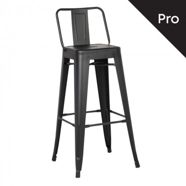 RELIX Σκαμπό Bar-Pro με Πλάτη, Μέταλλο Βαφή Μαύρο Matte  43x43x76/100cm [-Μαύρο-] [-Μέταλλο-] Ε5199,1Μ