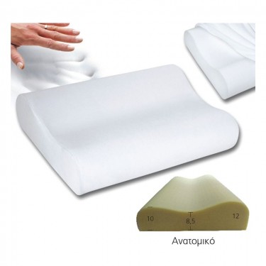 ΜΑΞΙΛΑΡΙ Ύπνου Ανατομικό Memory Foam  60x38x12cm [-Άσπρο-] [-Foam - Fibre-] Ε2045