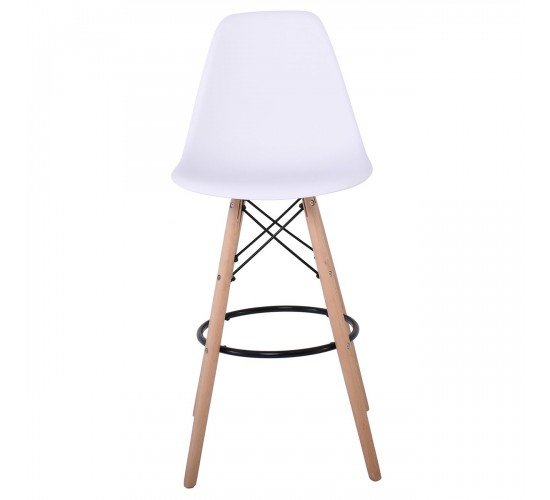 ART Wood Σκαμπό BAR με Πλάτη, Πόδια Οξιά Φυσικό, PP Άσπρο  47x54x71/109cm [-Φυσικό/Άσπρο-] [-Ξύλο/PP - PC - ABS-] Ε509,1