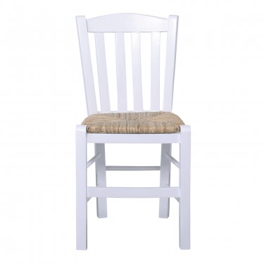 CASA Καρέκλα Οξιά Βαφή Εμποτισμού Λάκα Άσπρο, Κάθισμα Ψάθα  42x45x88cm [-Άσπρο-] [-Ξύλο-, -Ψάθα-] Ρ966,Ε8