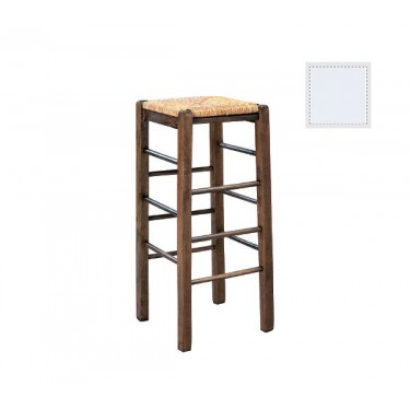 ΤΑΒΕΡΝΑΣ Σκαμπό BAR, Οξιά Βαφή Εμποτισμός Λάκα Άσπρο, Κάθισμα Ψάθα  35x35x80cm [-Άσπρο-] [-Ξύλο-, -Ψάθα-] Ρ977,Ε8