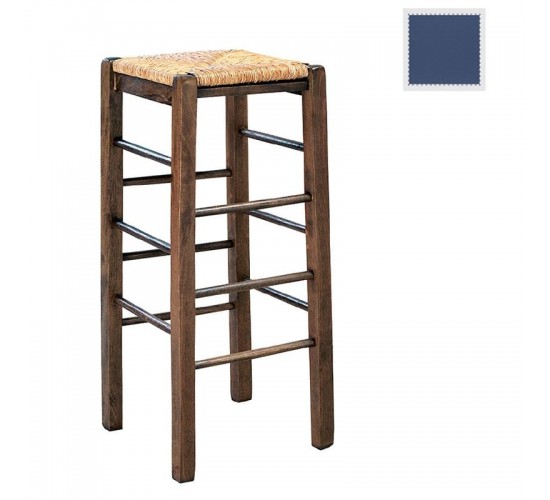 ΤΑΒΕΡΝΑΣ Σκαμπό BAR, Οξιά Εμποτισμός Ανιλίνη Μπλε, Κάθισμα Ψάθα  35x35x80cm [-Μπλε-] [-Ξύλο-, -Ψάθα-] Ρ977,Ε3