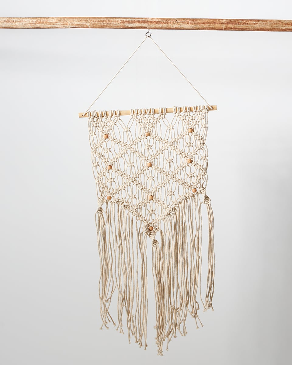 Boho Διακοσμητικό Τοίχου Macrame 3 Πλεξούδες Anusha 40x70cm 40x70cm Εκρού