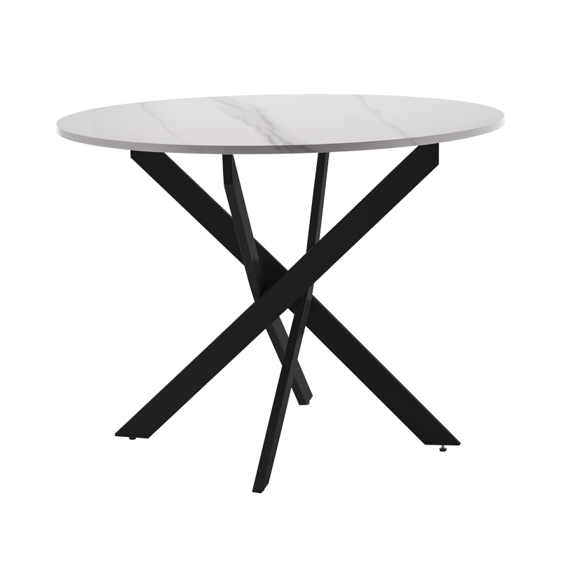 Τραπέζι Dammero μελαμίνης λευκό μαρμάρου-μαύρο Φ100x75εκ Υλικό: Black powder coating legs 20*60mm.thickness 1.2mm.  18mm MDF melamine table top 101-000088