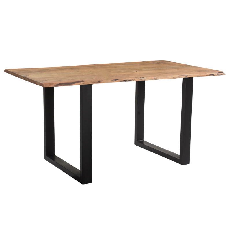 Τραπέζι Slim μασίφ ξύλο ακακίας καρυδί-πόδι μαύρο 160x85x75.6εκ Υλικό: ACACIA WOOD - METAL 223-000017