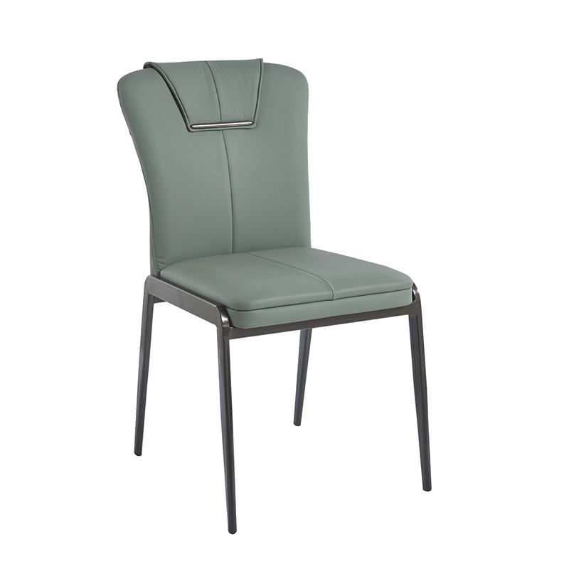 ANDRIA Καρέκλα Tραπεζαρίας- Κουζίνας, Μέταλλο Βαφή Μαύρο, Pu Πράσινο  47x60x86cm [-Μαύρο/Πράσινο-] [-Μέταλλο/PVC - PU-] ΕΜ716,2 ( 2 ΤΕΜ.)